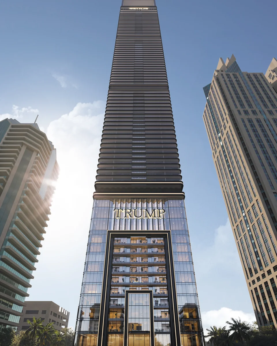 Trump International Hotel and Tower: low-angle view of the tower facade — rendering